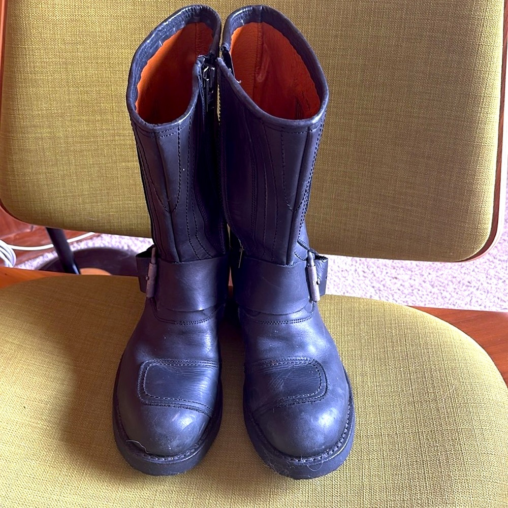 Mayura Handmade Spanish Black Leather Moto Boots Steel toe